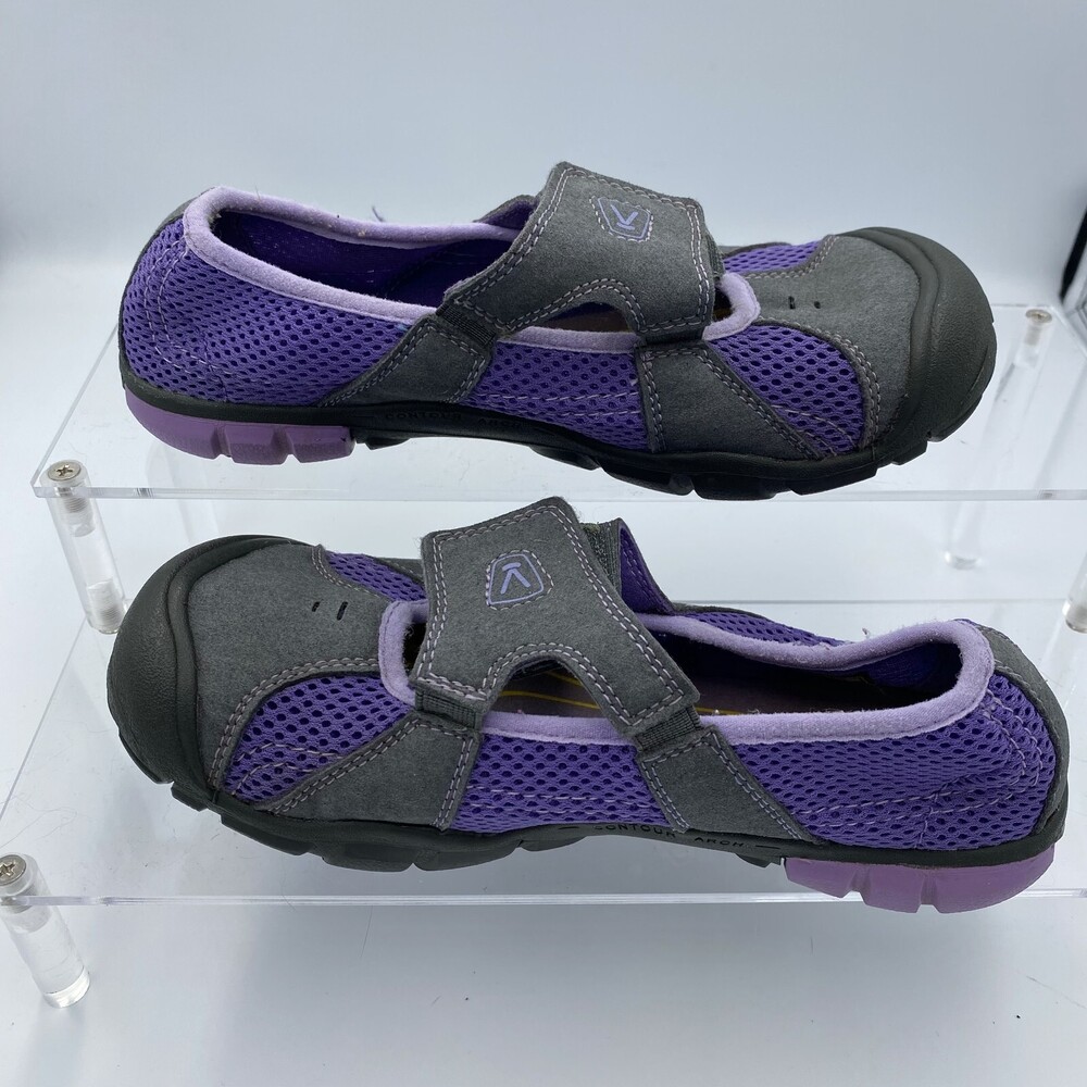 Keen CNX 1008717 Kid's US 3 Sandals Purple Gray Mesh Hook & Loop Hiking Shoes